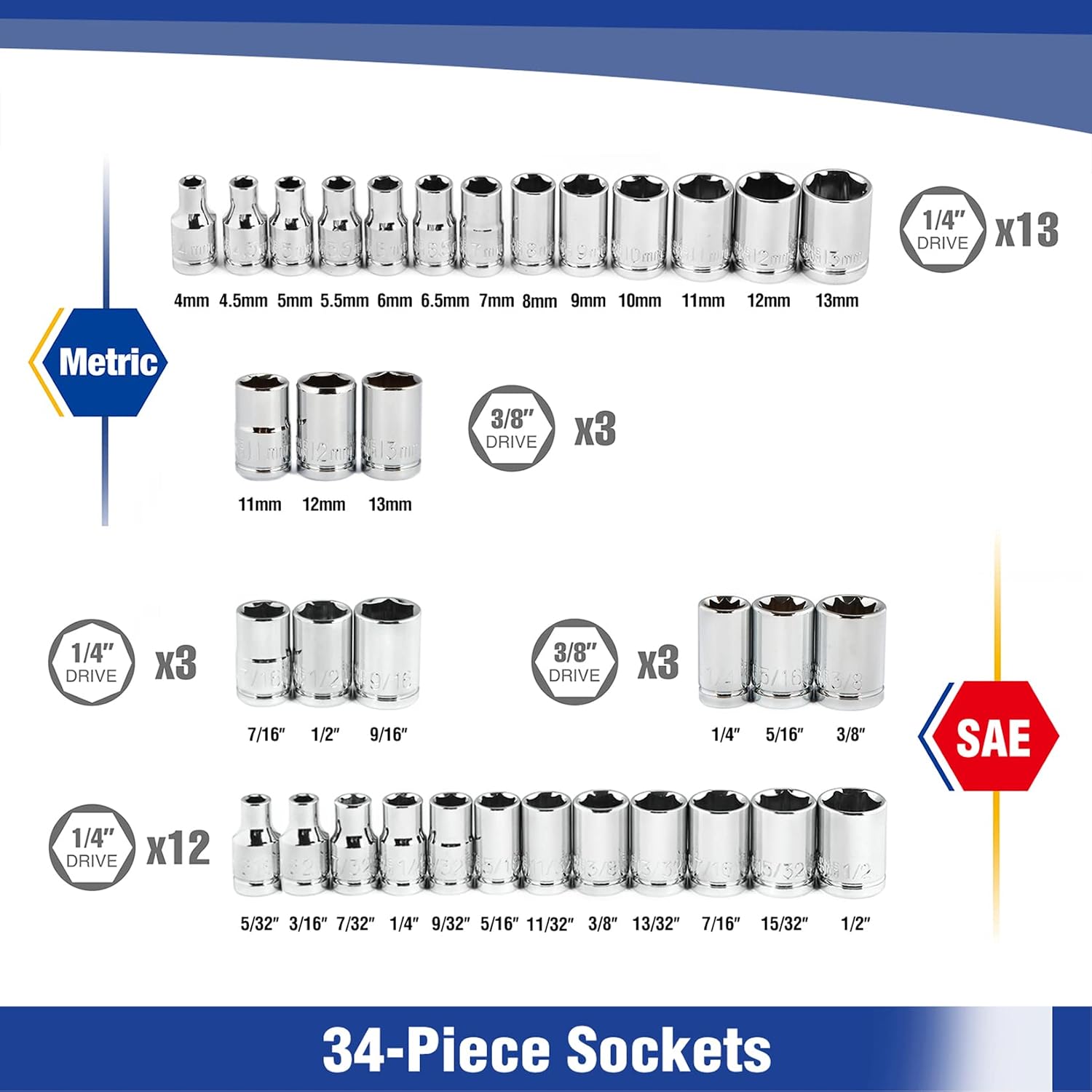Thumbnail 1 de WORKPRO 39-Piece Drive Socket Set 39PC