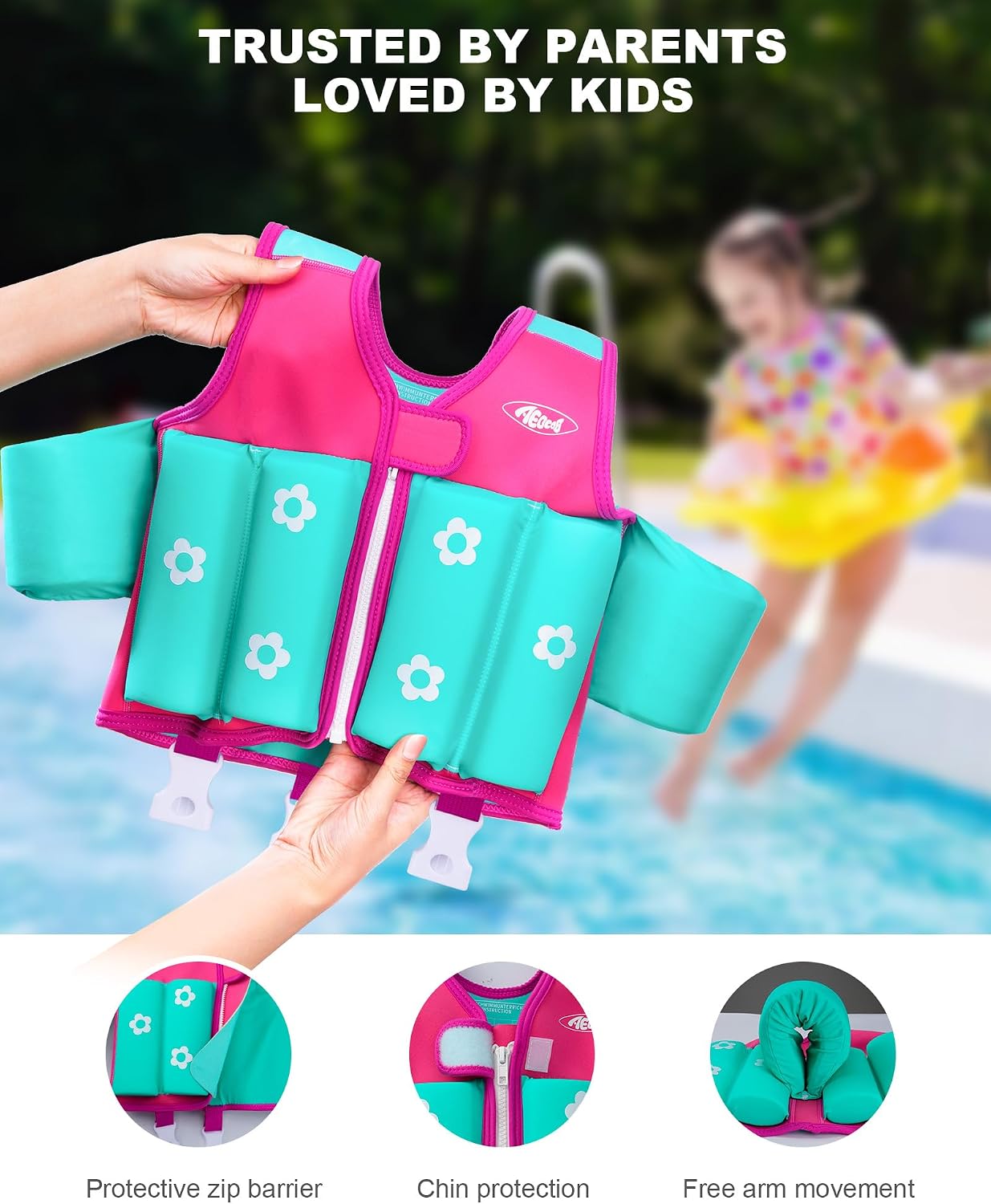 Thumbnail 5 de Kids Pool Floaties 1-9 Years Old Toddler Swim Vest with Adjustable Buoyancy