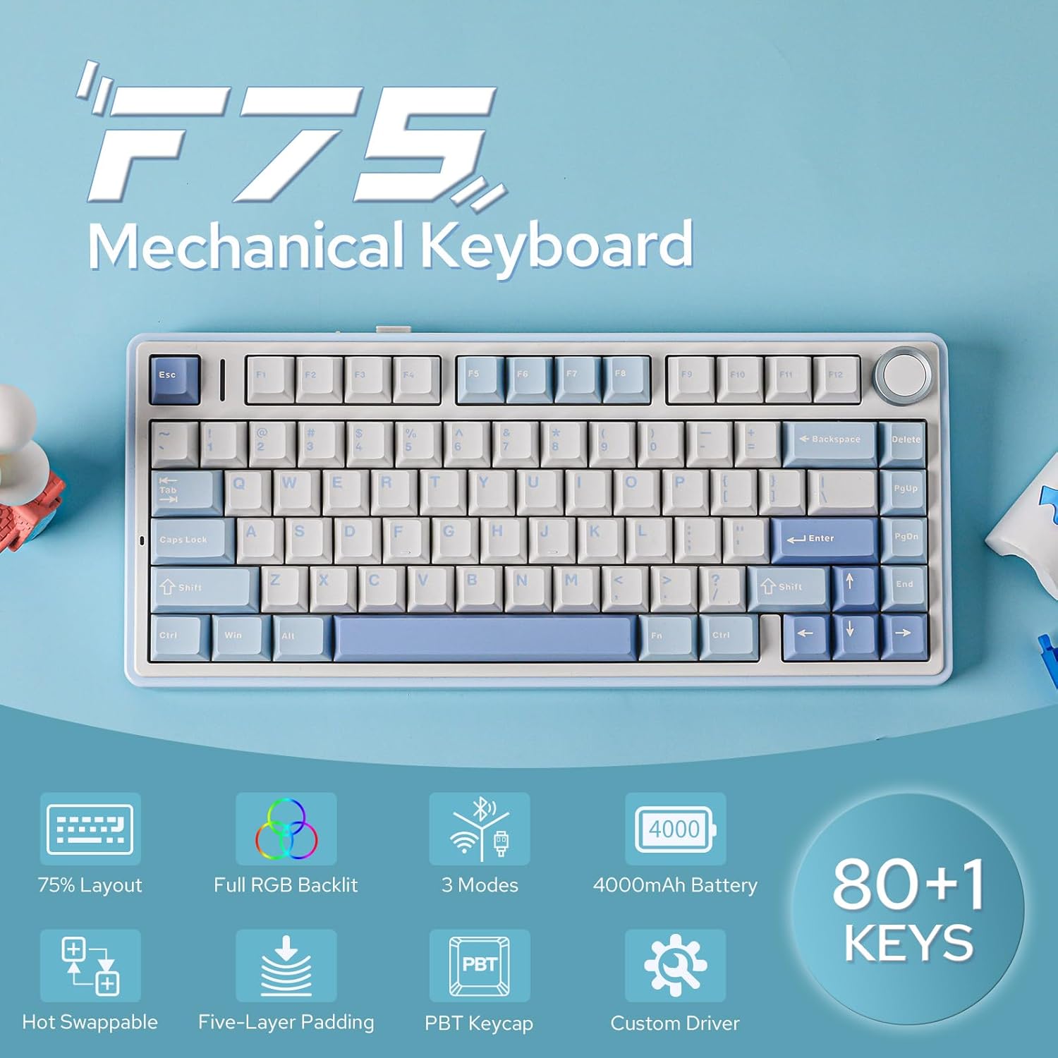 Thumbnail 1 de EPOMAKER AULA F75 Wireless Mechanical Keyboard