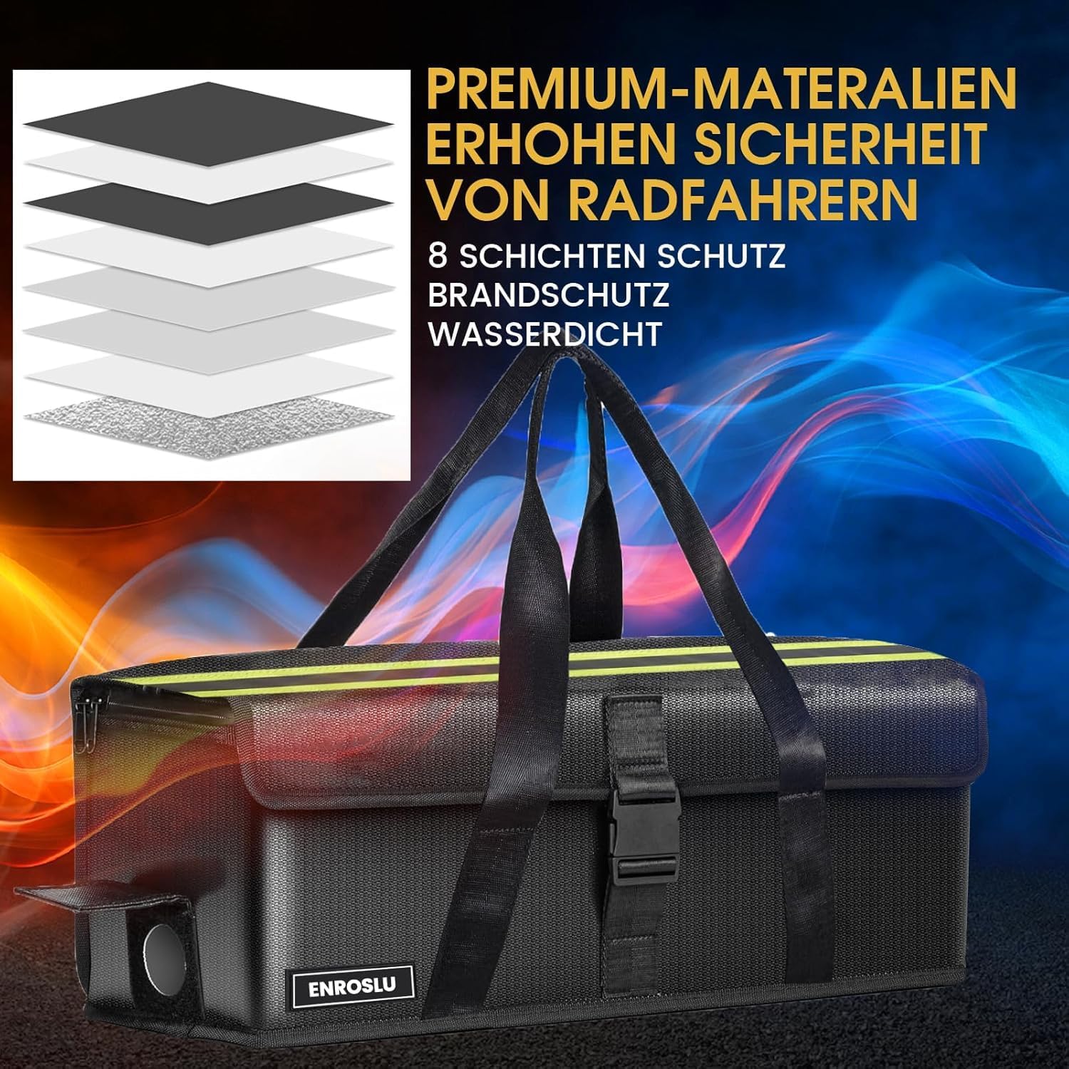 Thumbnail 1 de ENROSLU Ebike Akkutasche Größe M – 8-lagiger Brandschutz, wasserdicht & explosionsgeschützt bis 2300 °C