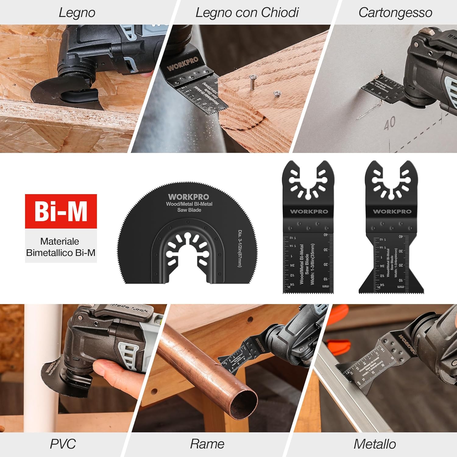 Thumbnail 2 de WORKPRO Lame Utensile Multifunzione 10 Pezzi – Set lame oscillanti in bimetallo, compatibilità ampia