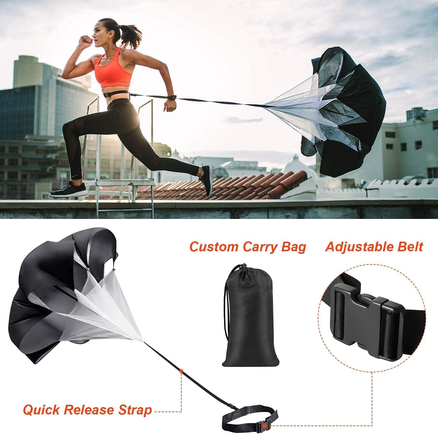 Detalle 1 de X-UMEUS Agility Ladder Speed Training Equipment Set (20ft ladder, cones, hurdles, jump rope, speed parachute)