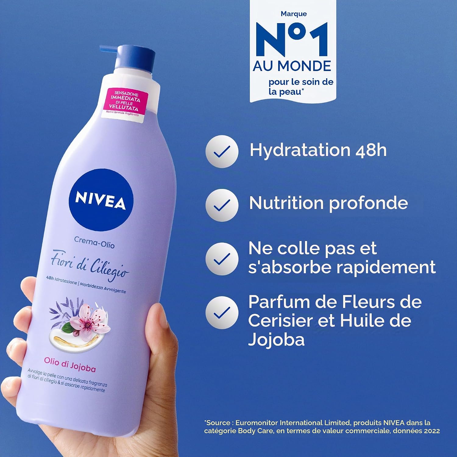 Detalle 2 de NIVEA Crèmeolie Kersenbloesem & Jojoba-olie, bodycrème van 400 ml