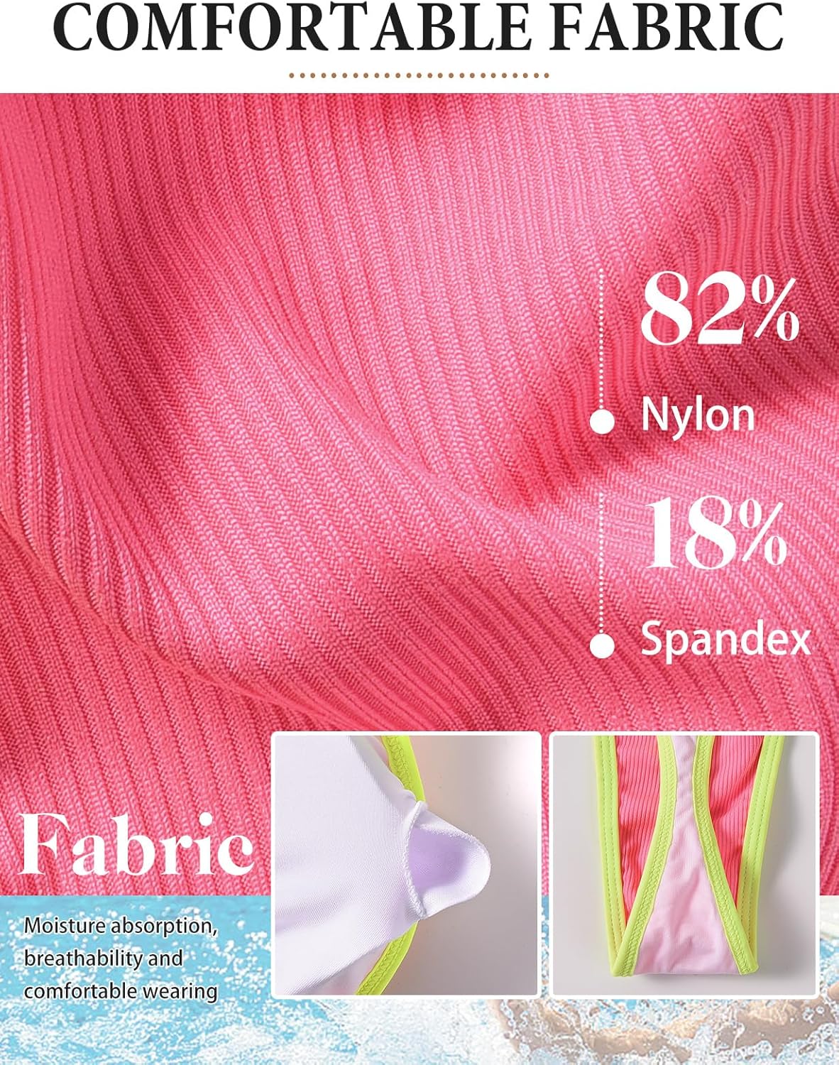 Detalle de UMIPUBO Maillot de Bain 2 Pieces Femme – Bikini sexy taille basse, cordons réglables et perles Élégant