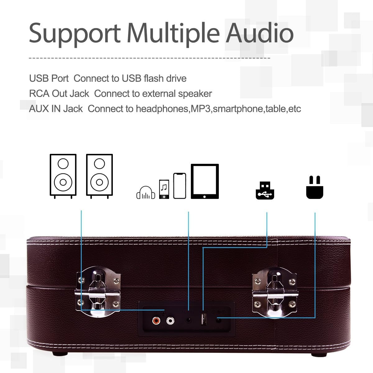 Detalle 1 de VOKSUN S300 platenspeler met ingebouwde luidsprekers en USB-opname