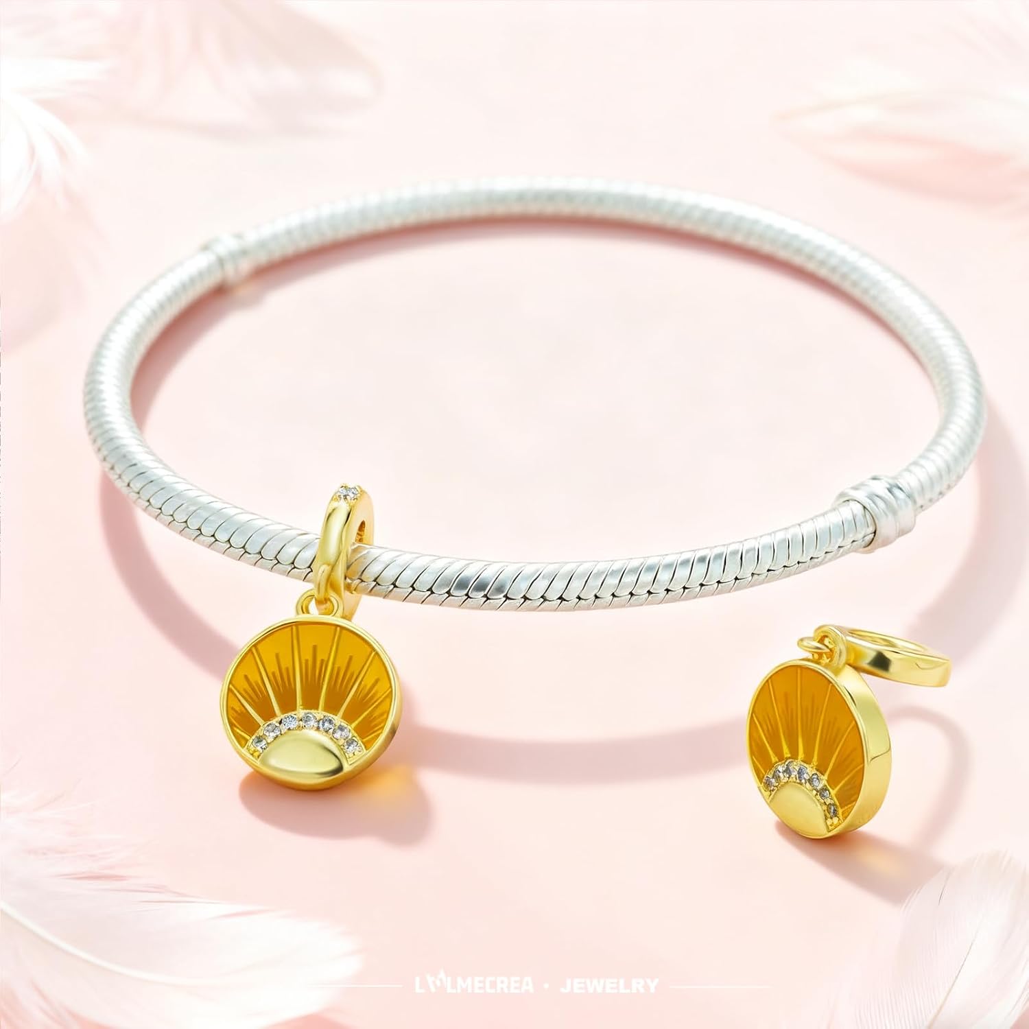Detalle de LMLMECREA Charms Anhänger 925 Sterling Silber – Sonnen Charm für Europäische Armbänder