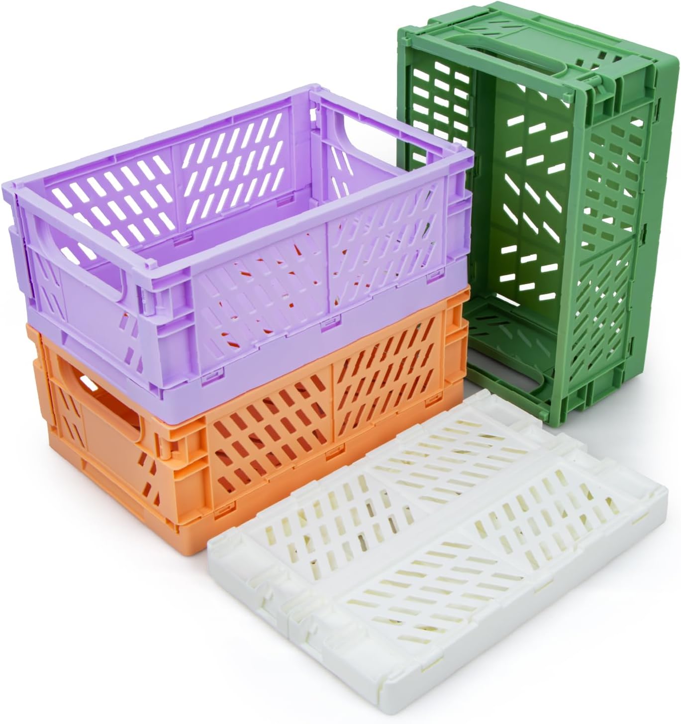 Detalle de iHomara vikbara förvaringskorgar, 4-pack i PP-plast, 25 × 16 × 10 cm