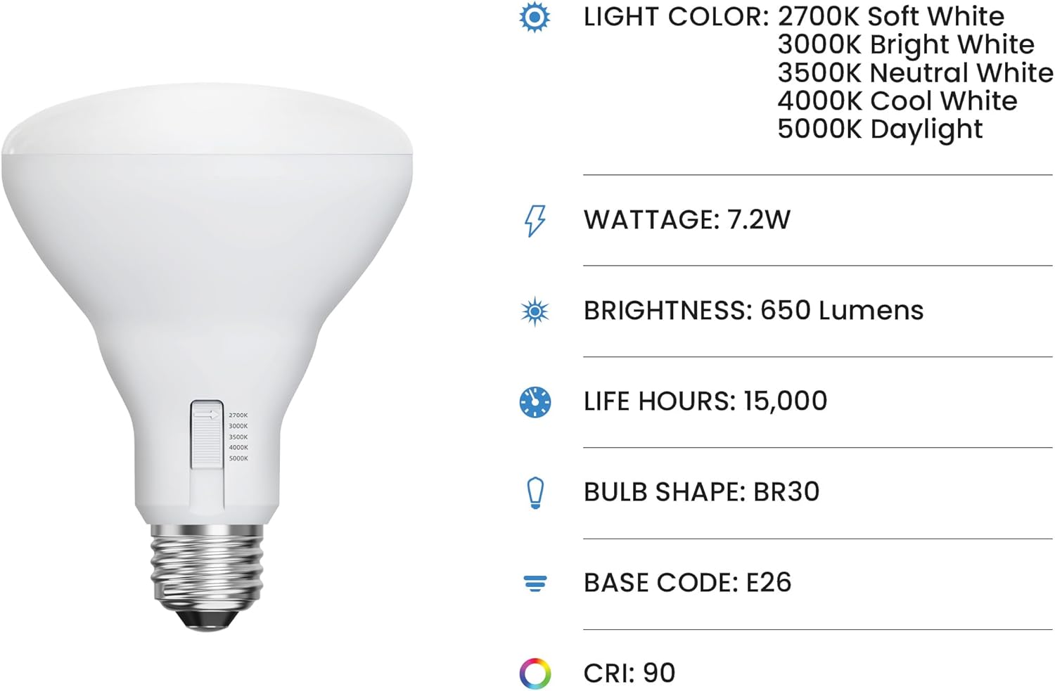 Detalle 2 de Feit Electric BR30 65W Equivalent LED Flood Bulb, 650 lm