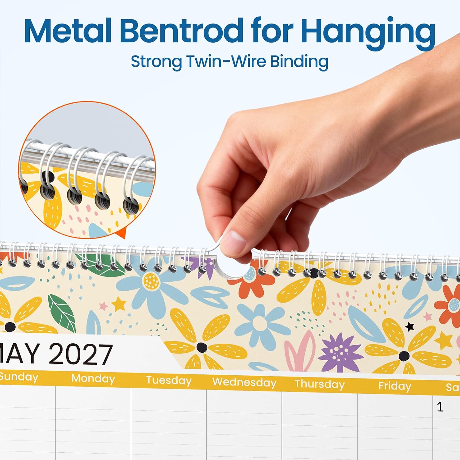 Detalle 1 de SUNEE 2026-2027 Wall Calendar, 18-Month Vertical Planner, 22.75 x 15.5 Inches