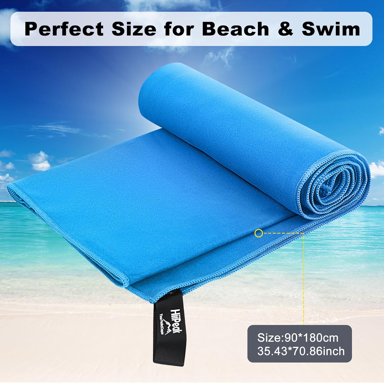 Thumbnail 2 de HiiPeak Microfibre Towel Compact Camping Beach Towel (Light Blue, 1 pack) – Quick-dry 180cm x 90cm