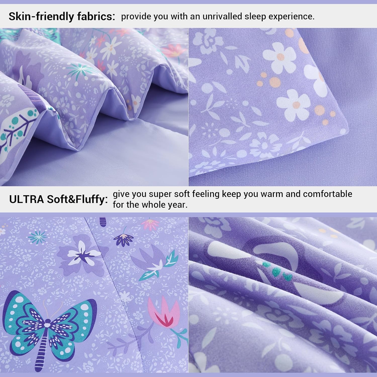 Thumbnail 4 de Mooreeke Twin Kids’ Butterfly Bed-in-a-Bag Set, Brushed Microfiber, 6 Pieces