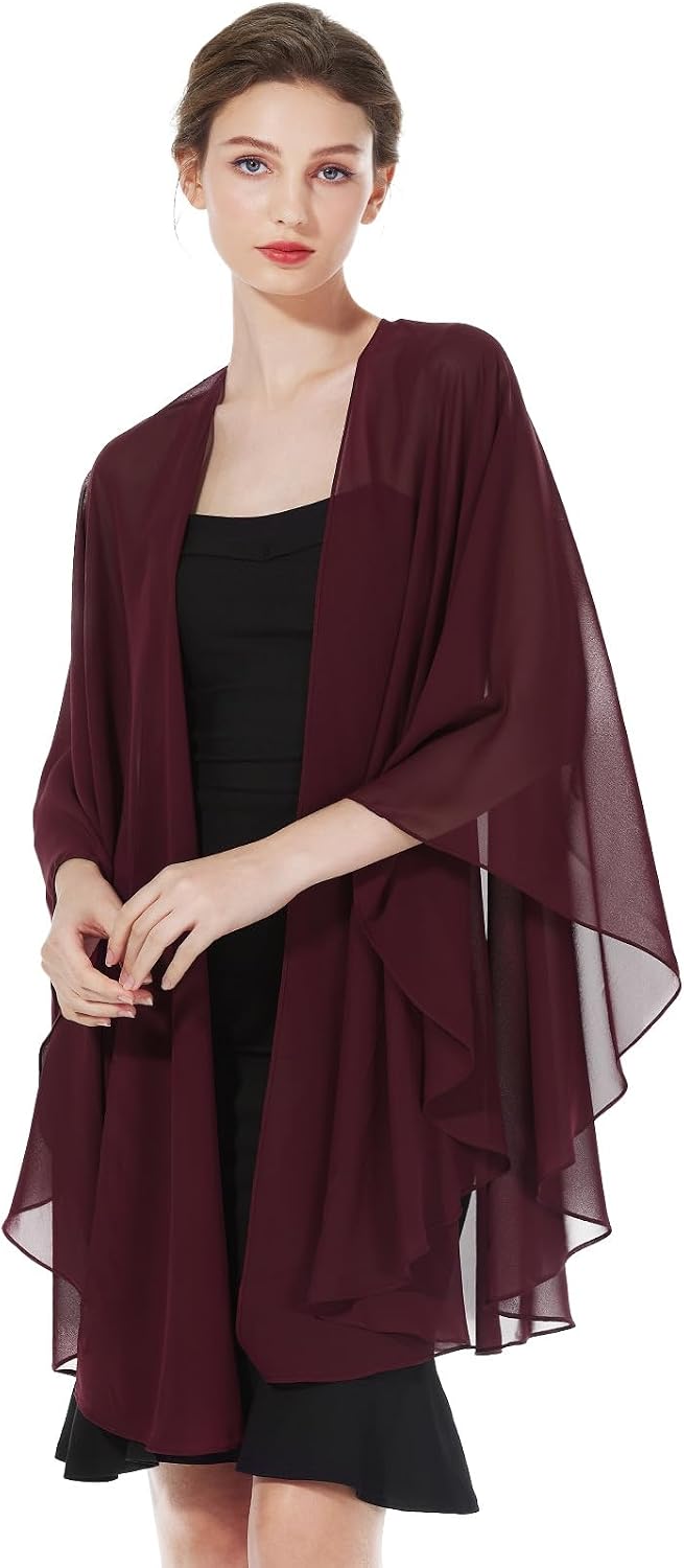 Thumbnail 6 de BEAUTELICATE Women Chiffon Shawl Wrap: Oversized Cape Poncho for Summer Weddings