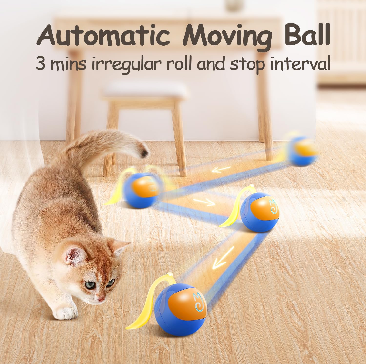 Detalle de Migipaws Interactive Cat Ball Toy Set: Fun Tracker with Automatic Rolling Chase