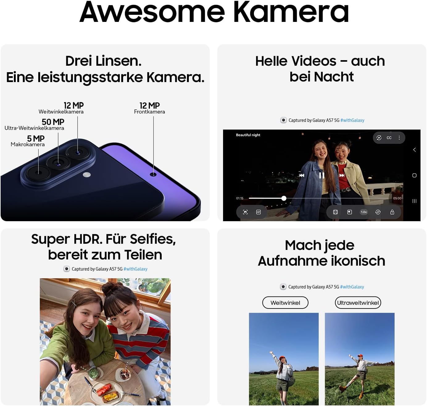 Detalle 2 de Samsung Galaxy A57 5G (Awesome Lilac) – schlankes 5G-Smartphone mit 50-MP-Weitwinkel und IP68
