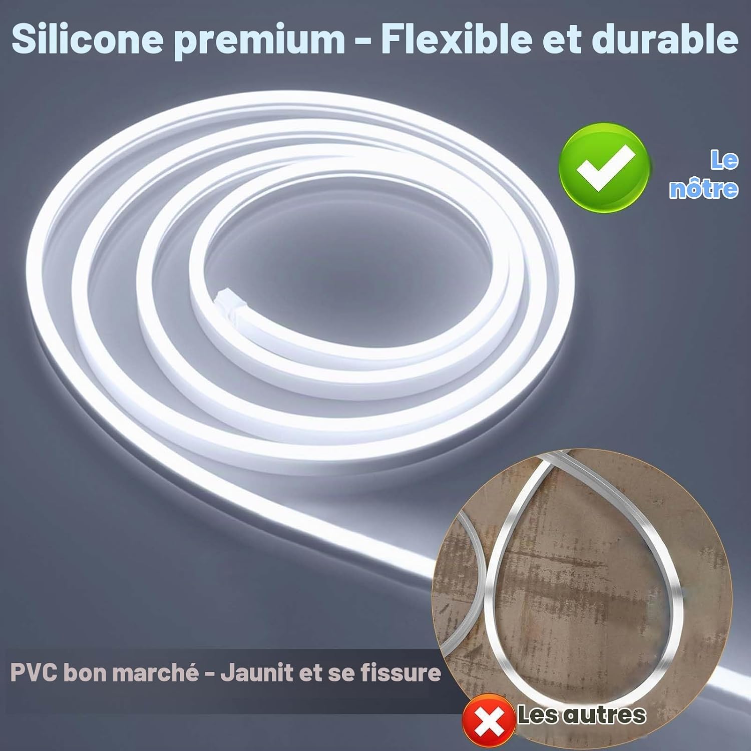 Detalle 2 de LangPlus+ ZY1343237 neon-ledstrip 10 m, dimbaar, koudwit 6500 K, IP65