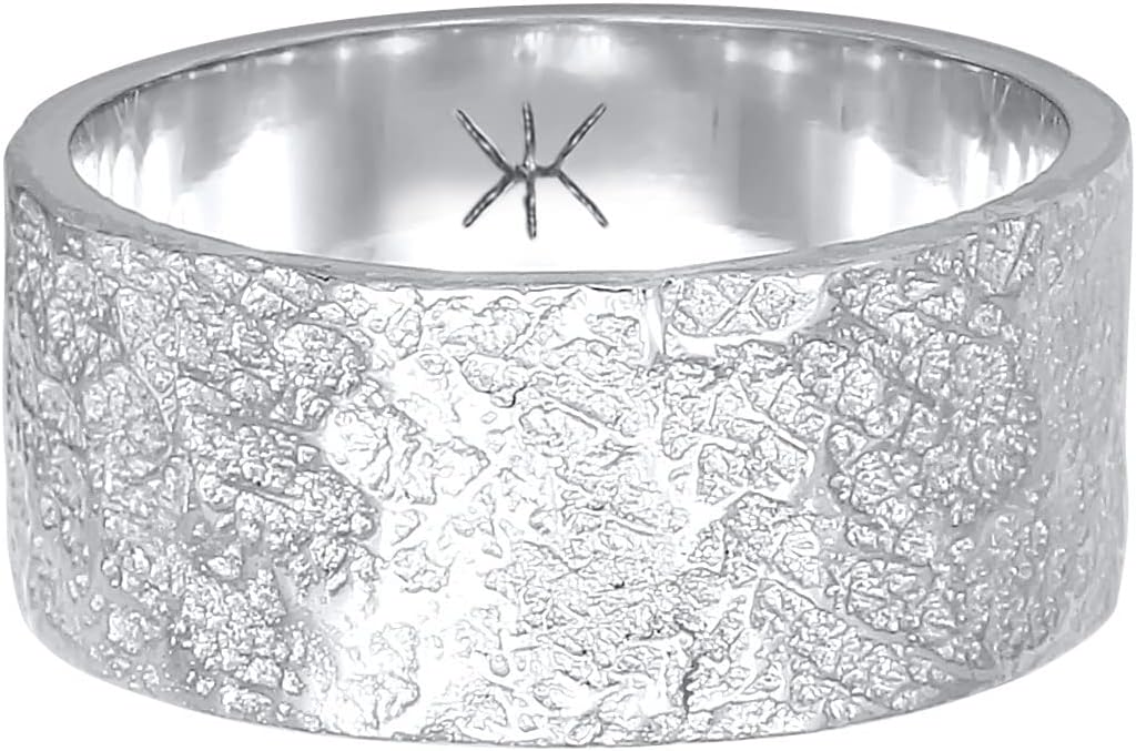 Detalle 2 de Kuzzoi Herrenring 9 mm (925 Sterling Silber), massiv handgeschmiedet im Used Look – Ringgröße 60–66