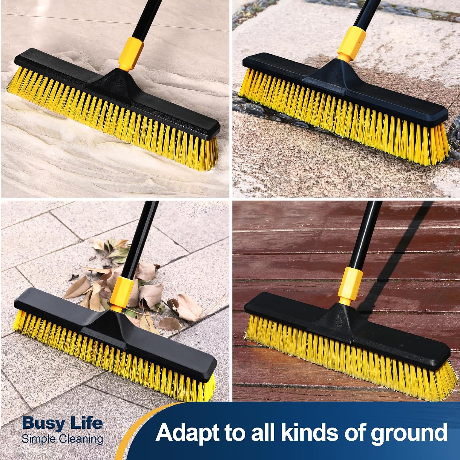 Detalle de Yocada 18-Inch Push Broom: Heavy-Duty Outdoor Cleanup with Adjustable Length