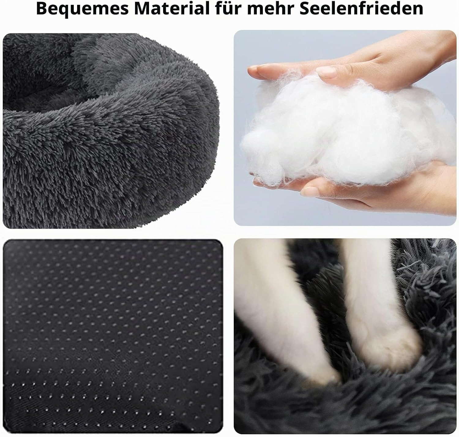 Detalle 2 de Nisrada Katzenbetten Round 60 cm – rutschfeste, waschbare Schlafkugel für Innenkatzen, Katzen- oder Welpenbett