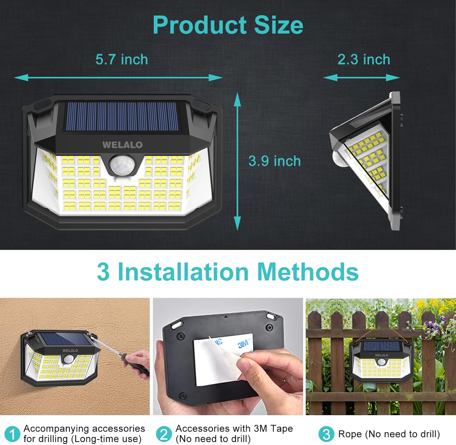 Thumbnail 1 de WELALO 188 LED solar security lights 2-pack