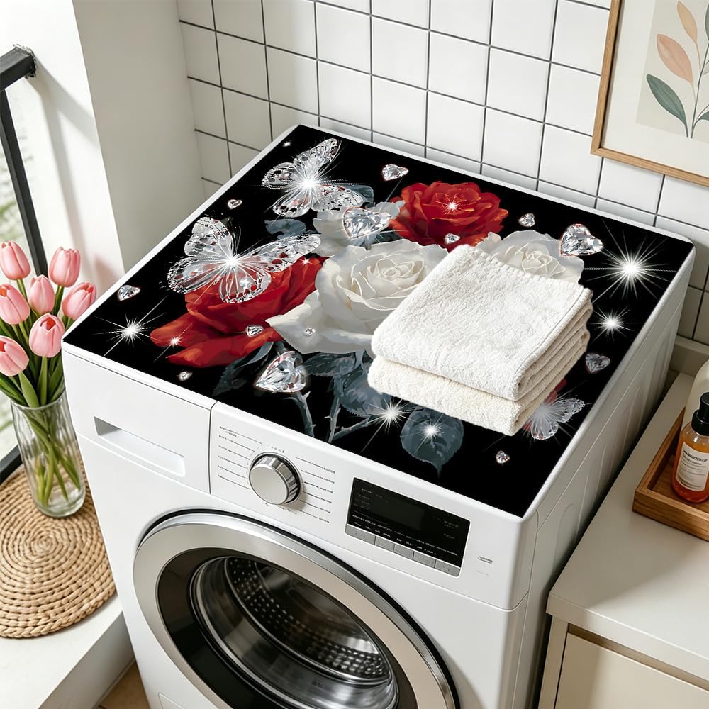 Thumbnail 1 de Needa One Rose Butterfly Washer and Dryer Top Cover Mat, 28.35 x 20.47 in