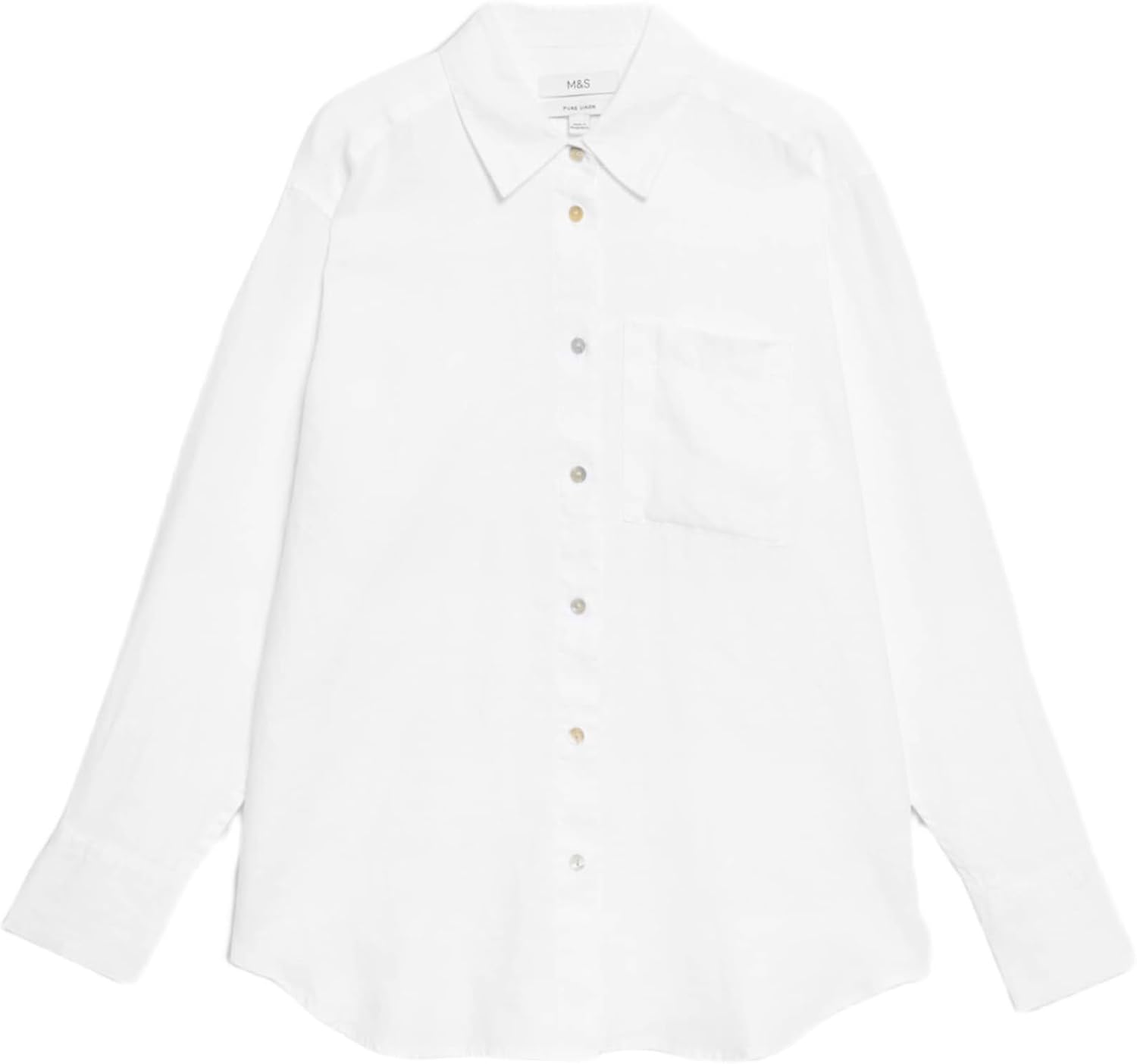 Detalle de Marks & Spencer oversized dameshemd van puur linnen met lange mouwen