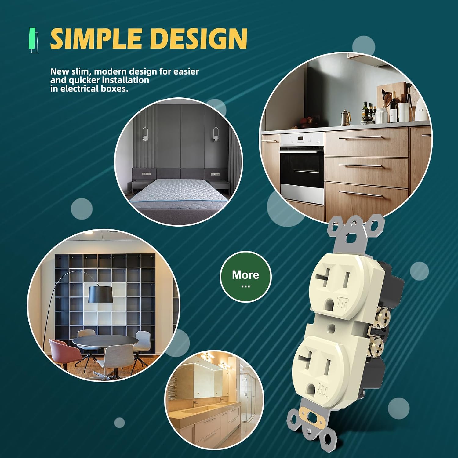 Detalle 1 de TOPELER Duplex Receptacle Outlet 20A