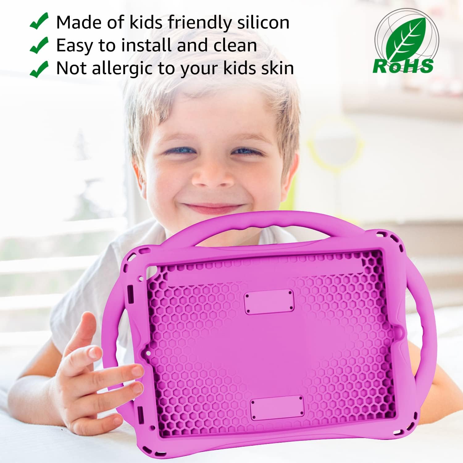 Detalle de TopEsct Kids Case for iPad 9th/8th/7th Gen 10.2" (Purple) with Built-in Handle Stand and Strap