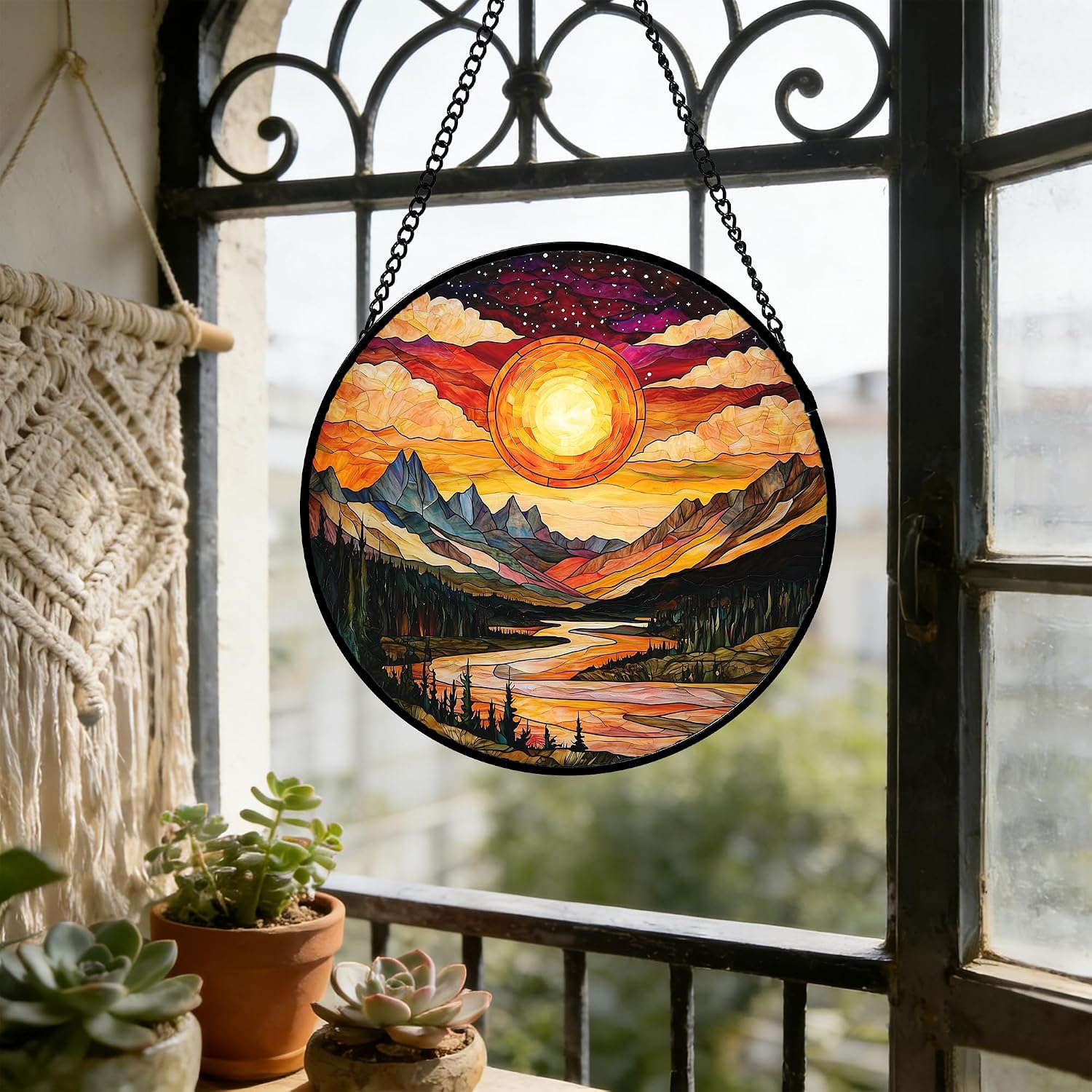 Detalle 1 de Stained Glass Window Suncatcher, 9.8-inch