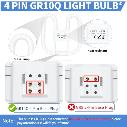 Detalle de Liuyife GR10q 4-Pin 16W CFL Light Bulb (13.3 x 13.3 cm) Non-Dimmable Warm White 3500K
