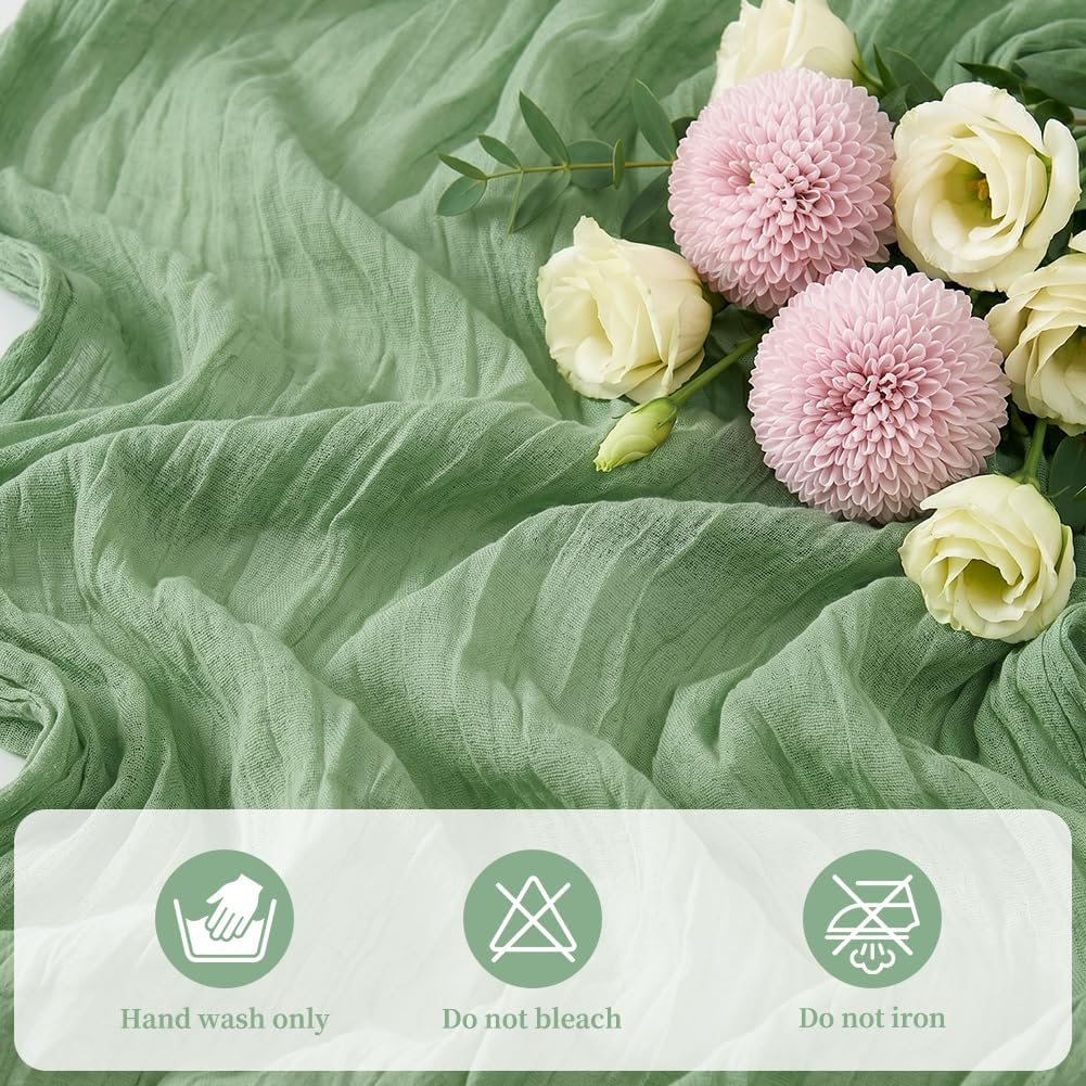Thumbnail 5 de AOOTE 6313075 Green Gauze Table Runner, 90 x 400 cm Polyester