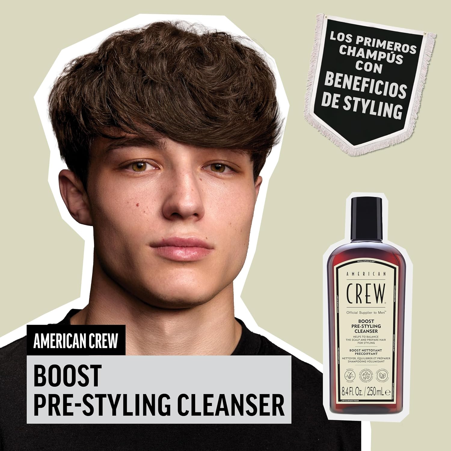 Detalle 2 de American Crew Boost Pre-Styling Cleanser 💇♂️ Voluminizador para hombres