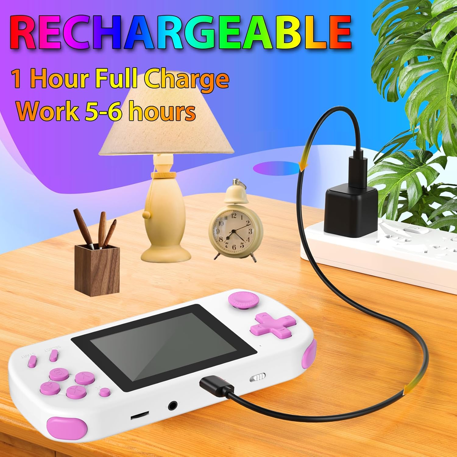 Thumbnail 2 de TEBIYOU Handheld Games for Kids with 3.0" HD Screen and Rechargeable Battery (White) — 218 Built-In Games