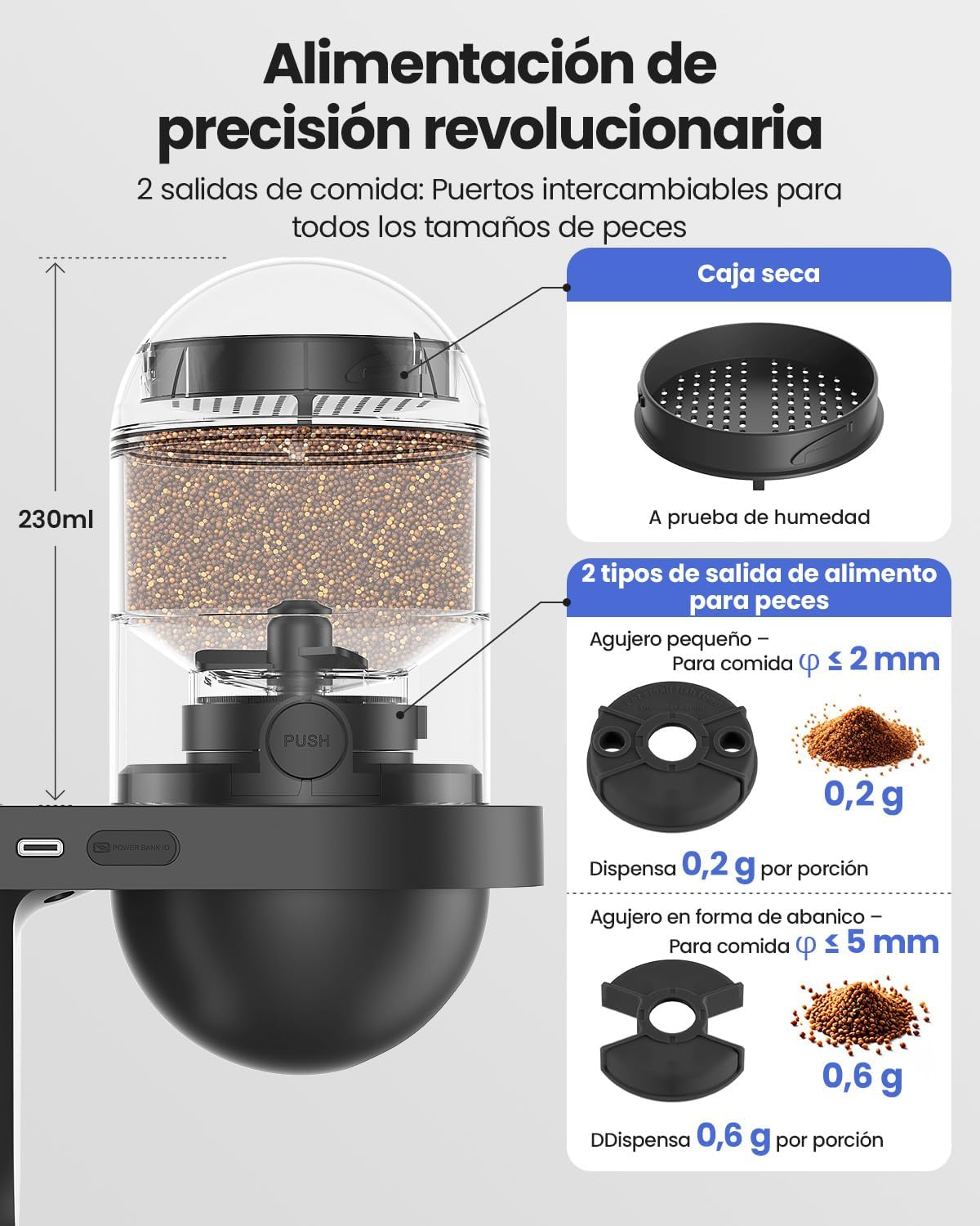 Detalle de WOLMDS Mangiatoia Automatica Acquario 230 ml