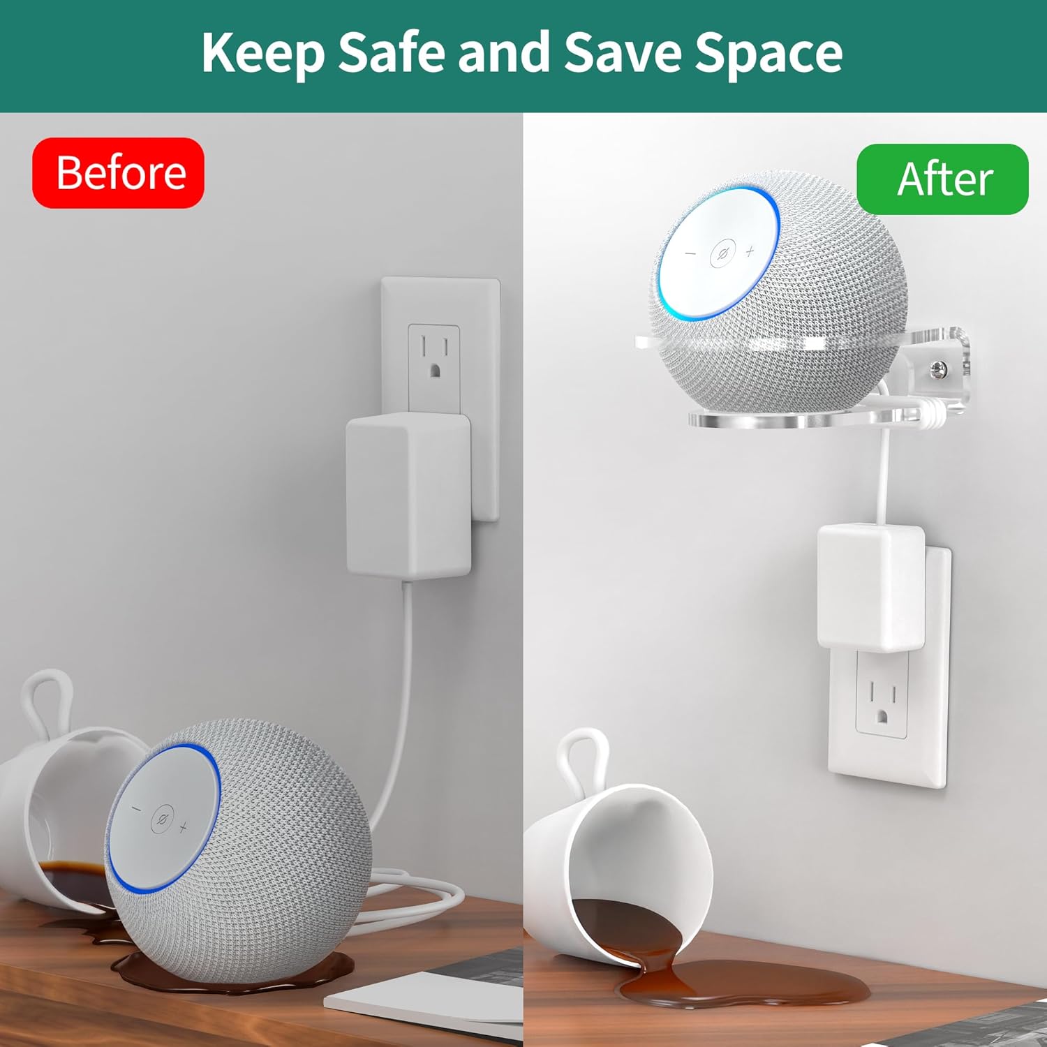 Detalle de HomeMount Wall Mount Holder for Dot 4th/5th Gen, Dot Max & HomePod Mini (Dot Max-1 pack)