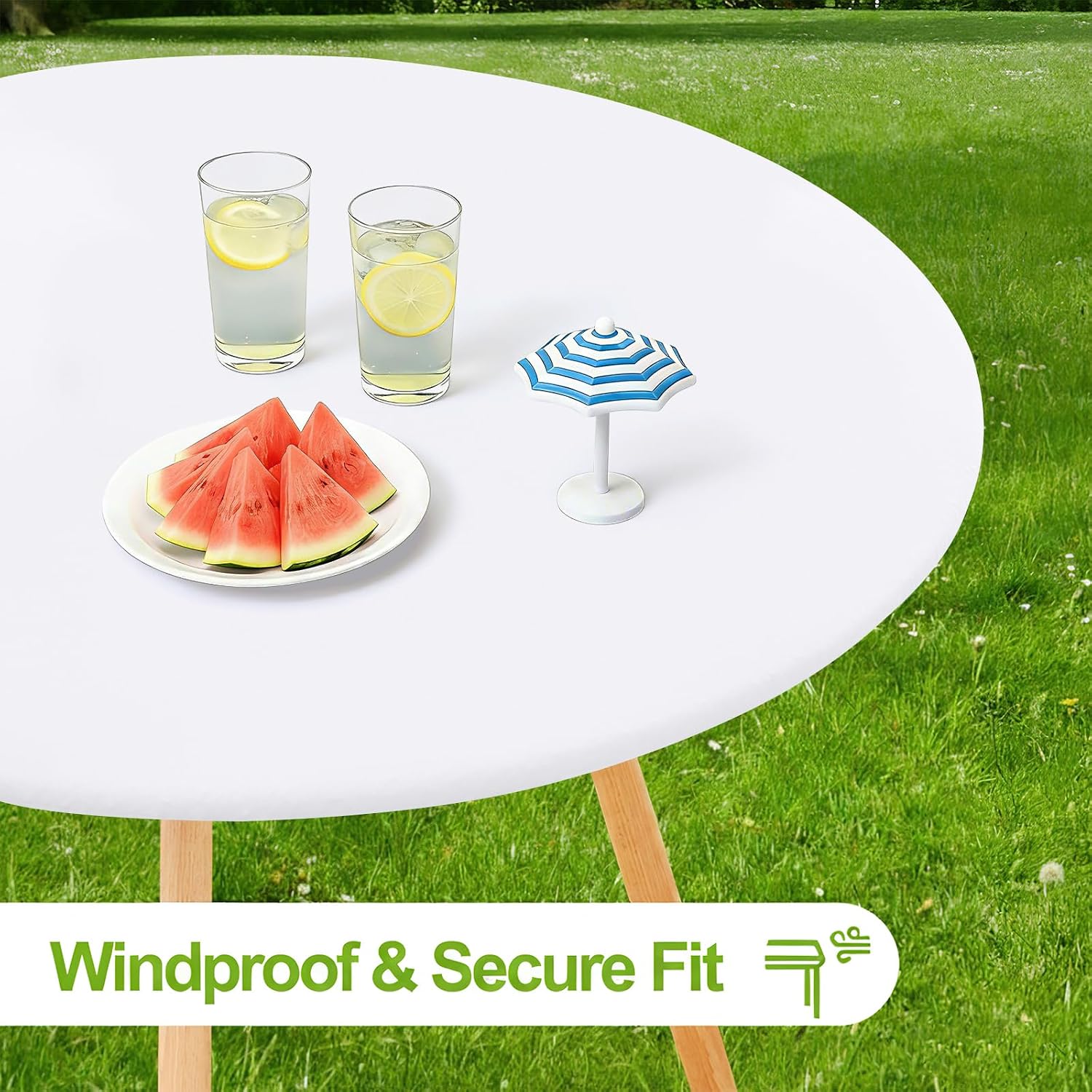 Detalle de Smiry Round Stretch Tablecloth for 45–56-Inch Tables