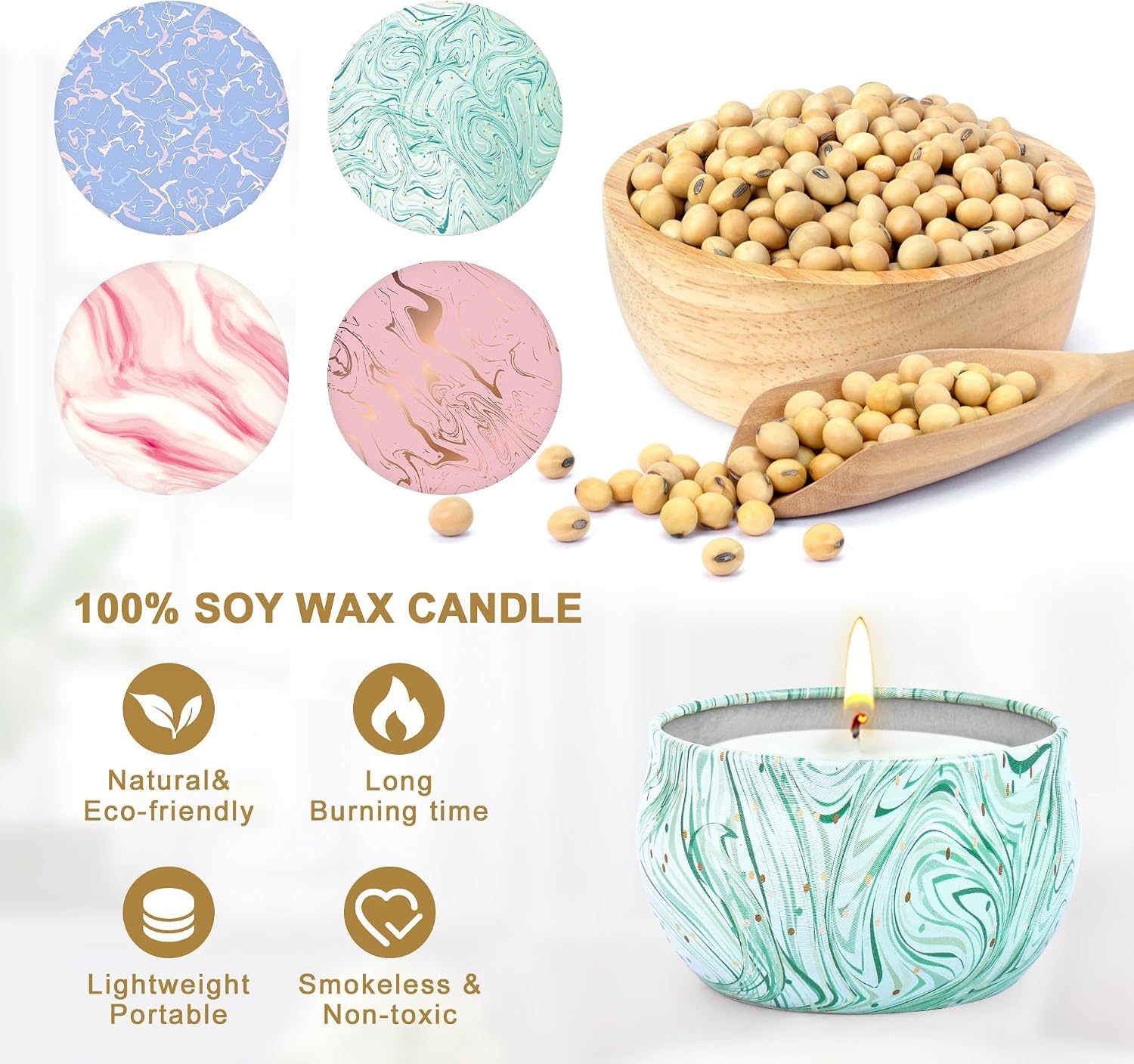 Detalle 2 de Lot de 4 Grandes Bougies Parfumées 100–120 h