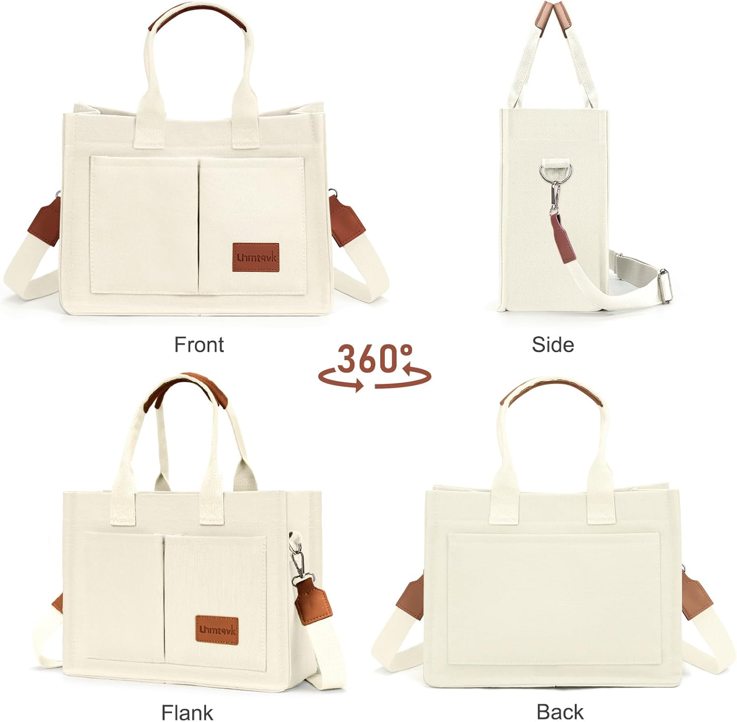 Detalle 2 de LHMTQVK Canvas Tote Bag with 5 Pockets