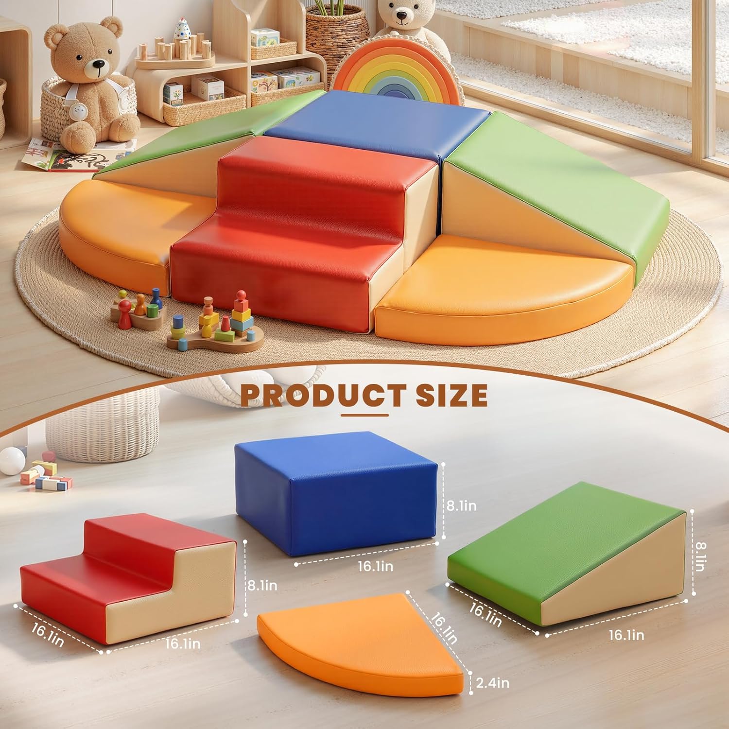 Thumbnail 1 de Hoohtoot Foam Climbing Blocks for Toddlers (6-Piece Soft Play Set) for Indoor Crawling & Climbing