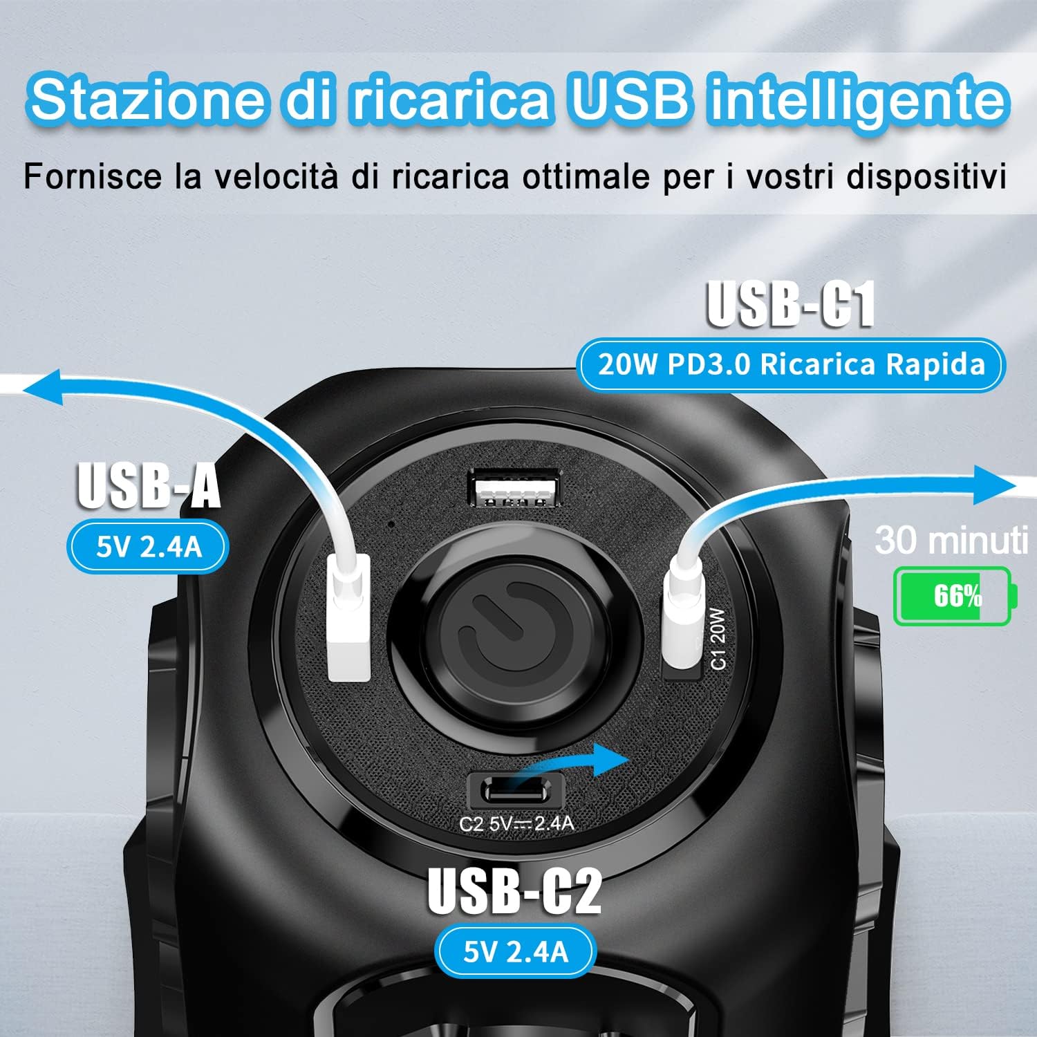 Detalle de TOPREK Multipresa Verticale con 8 prese universali ITA/Schuko e 4 USB (2 USB-C e 2 USB-A) 4000W/16A, nera