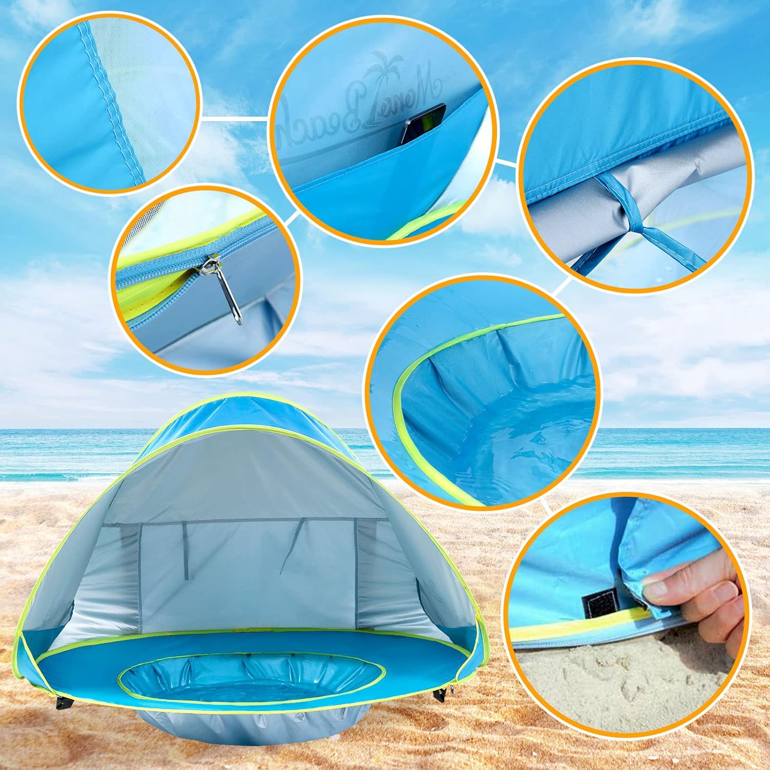 Thumbnail 5 de Monobeach Baby Beach Tent Pop Up Portable Shade Pool (UV Protection) for Infants