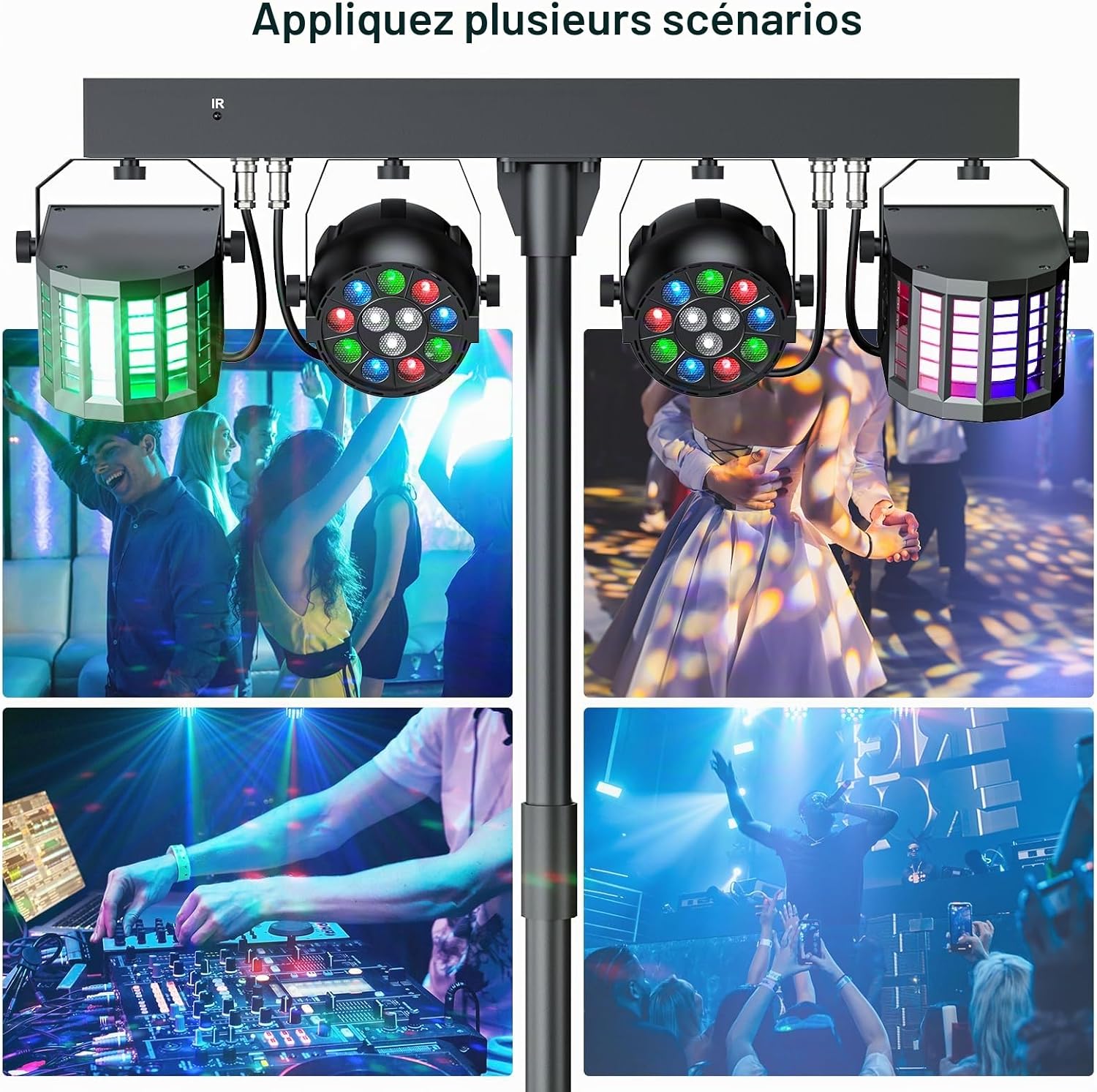Thumbnail 6 de Erreyht MYH-1447 DJ-lichtset met Derby- en RGBW-effecten, DMX en afstandsbediening