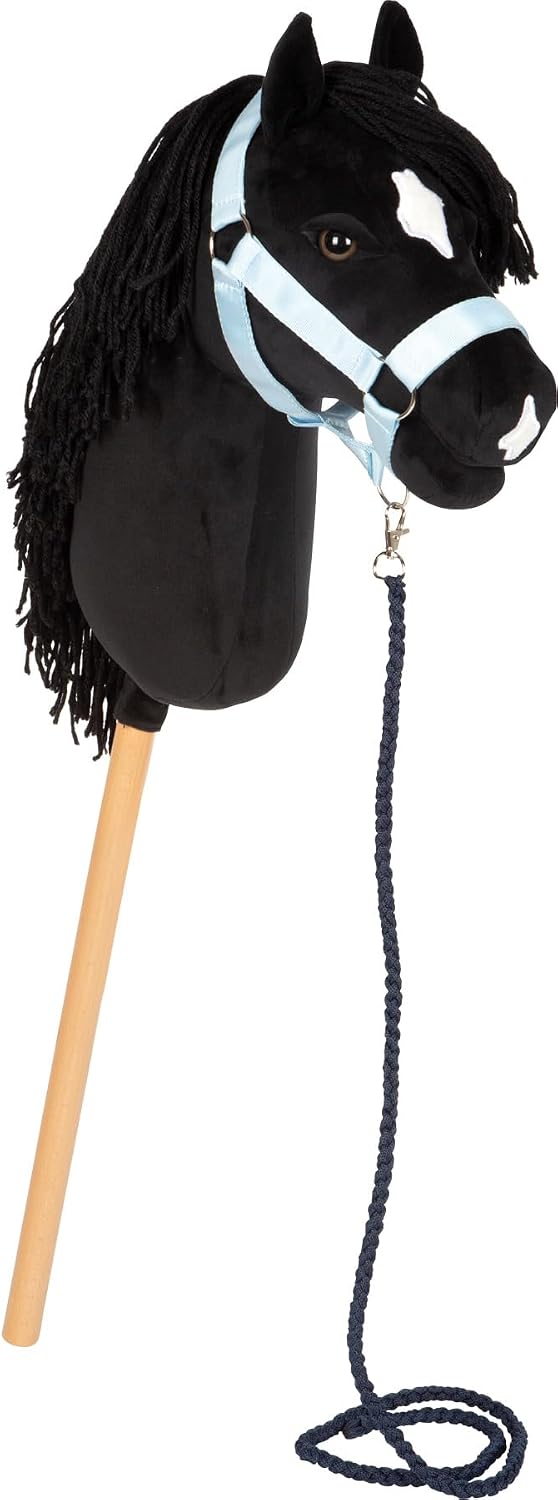 Detalle 2 de Small Foot Hobby Horse Eddie Nero: cavalluccio con bastone in legno rimovibile e criniera da acconciare