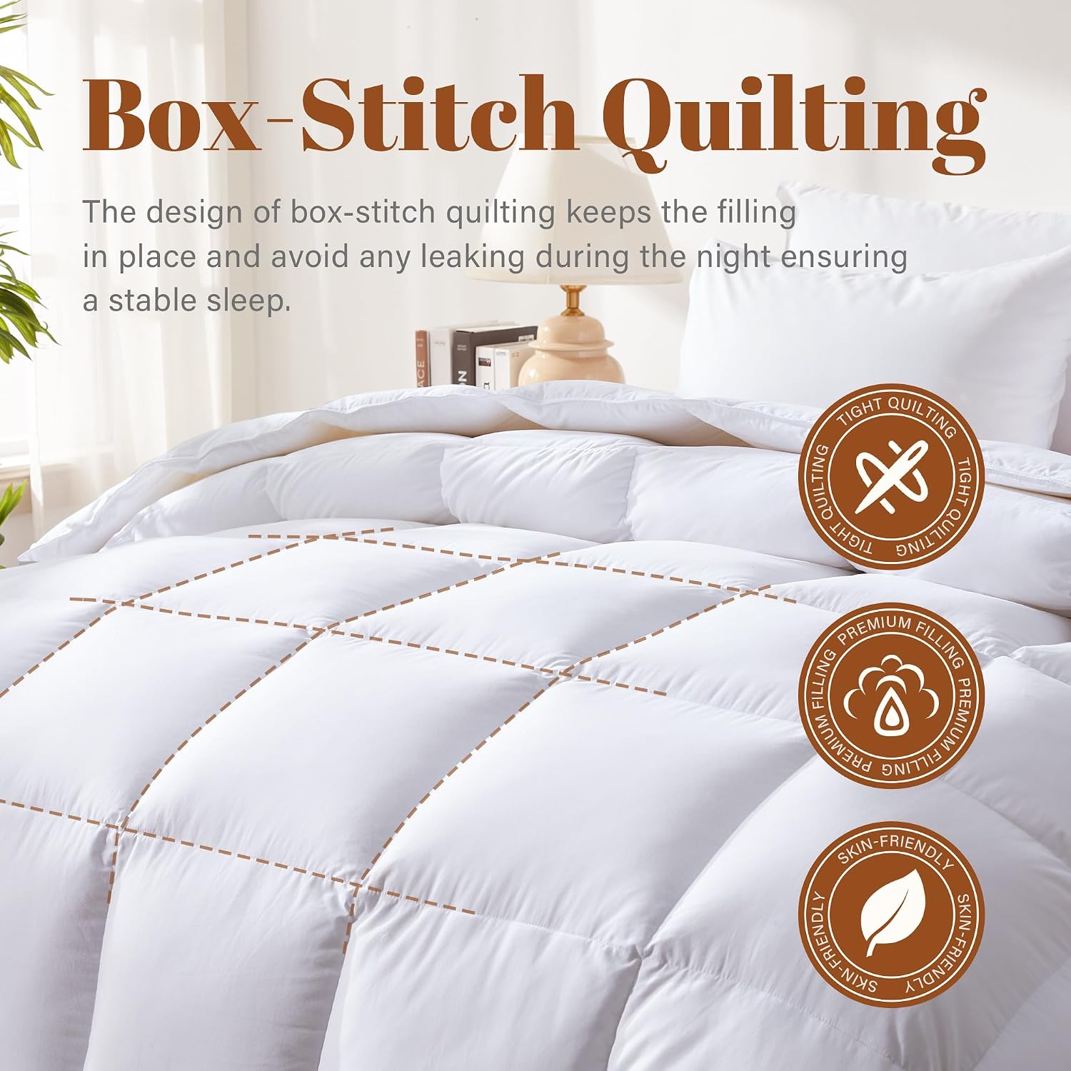 Detalle 2 de Cosybay King Feather and Down Fiber Comforter Insert, Cotton Cover, Medium Warmth