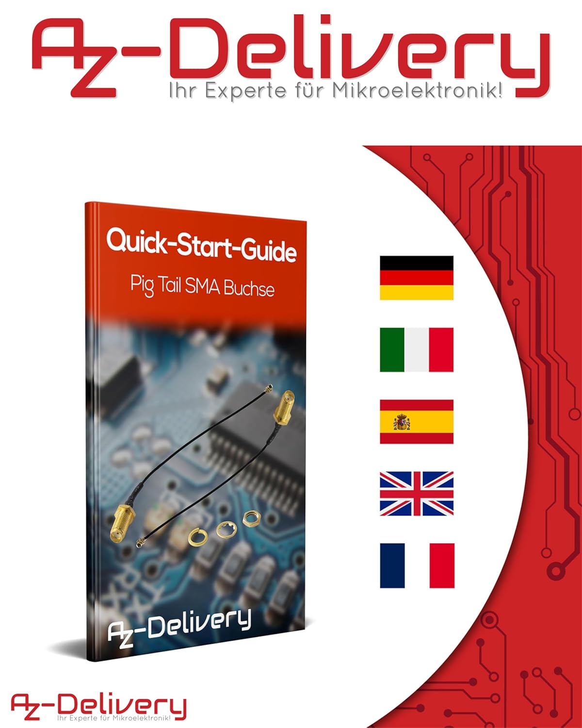 Thumbnail 6 de Lot de 5 câbles coaxiaux AZDelivery IPEX vers SMA (pigtail) — 10 cm