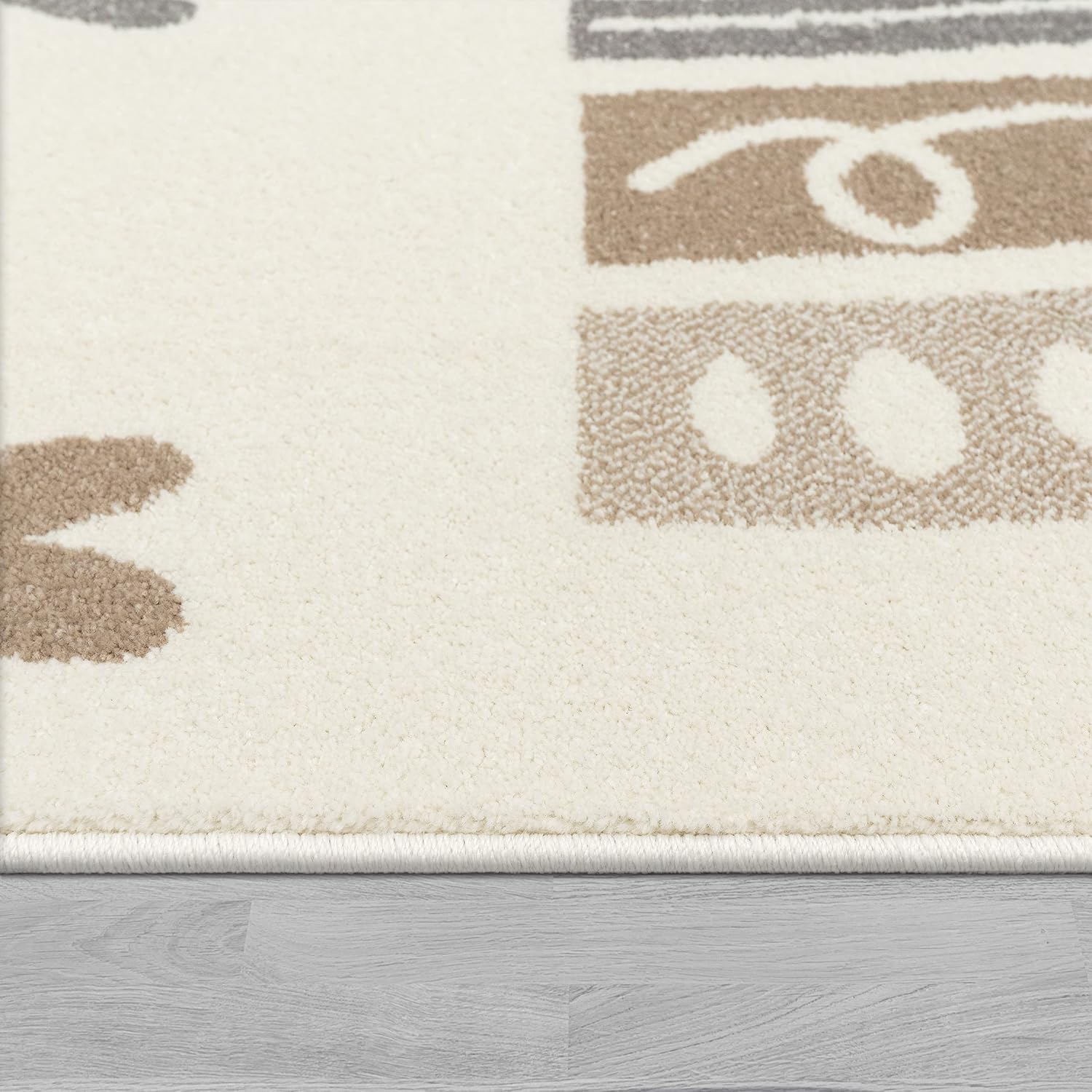 Detalle de Kinderteppich für Mädchen & Jungs (120 cm rund) – Paco Home, beige, 100% Polypropylen
