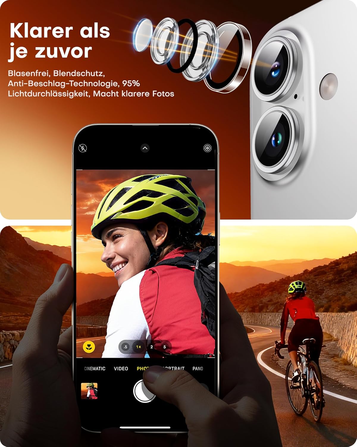 Thumbnail 4 de TOCOL 2 Sets Kameraschutz für iPhone 17 – Ultra HD, 9H, Einfache Montage, Transparent