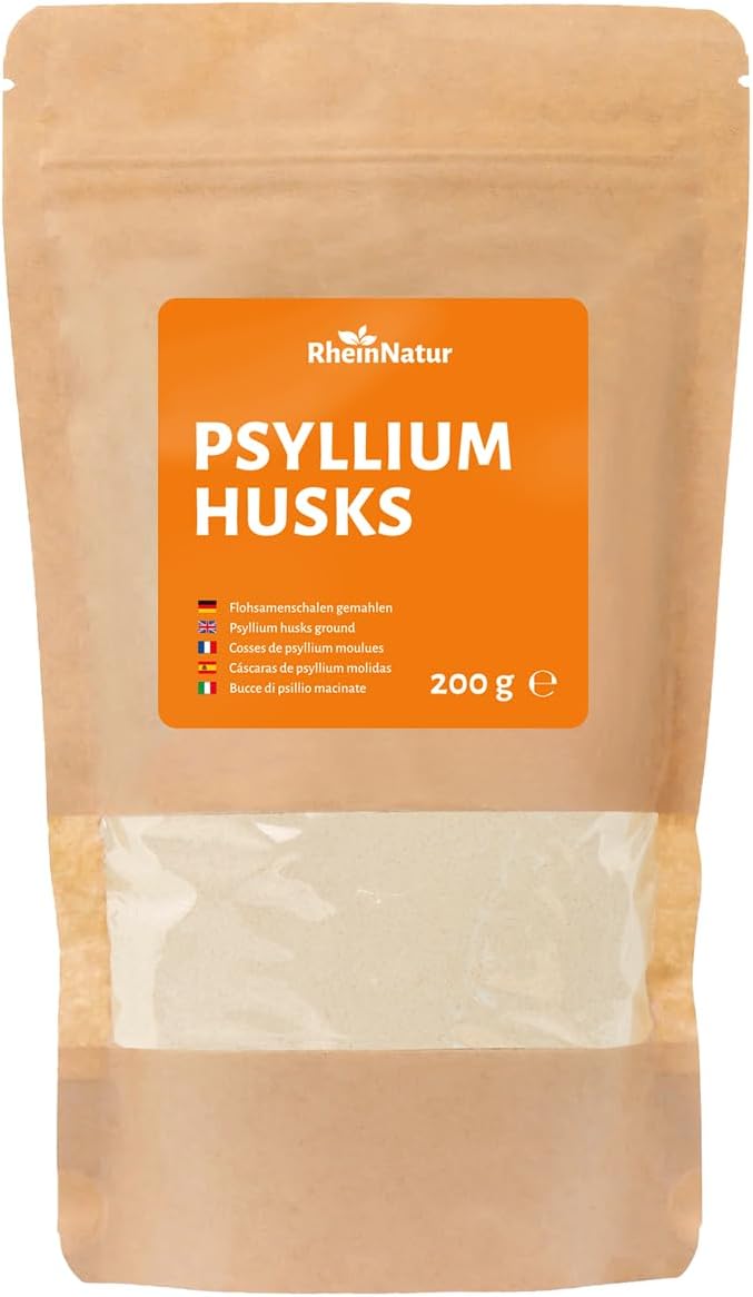 Detalle de RheinNatur biologisch psylliumschalenpoeder 500 g, fijn gemalen en 99% zuiver
