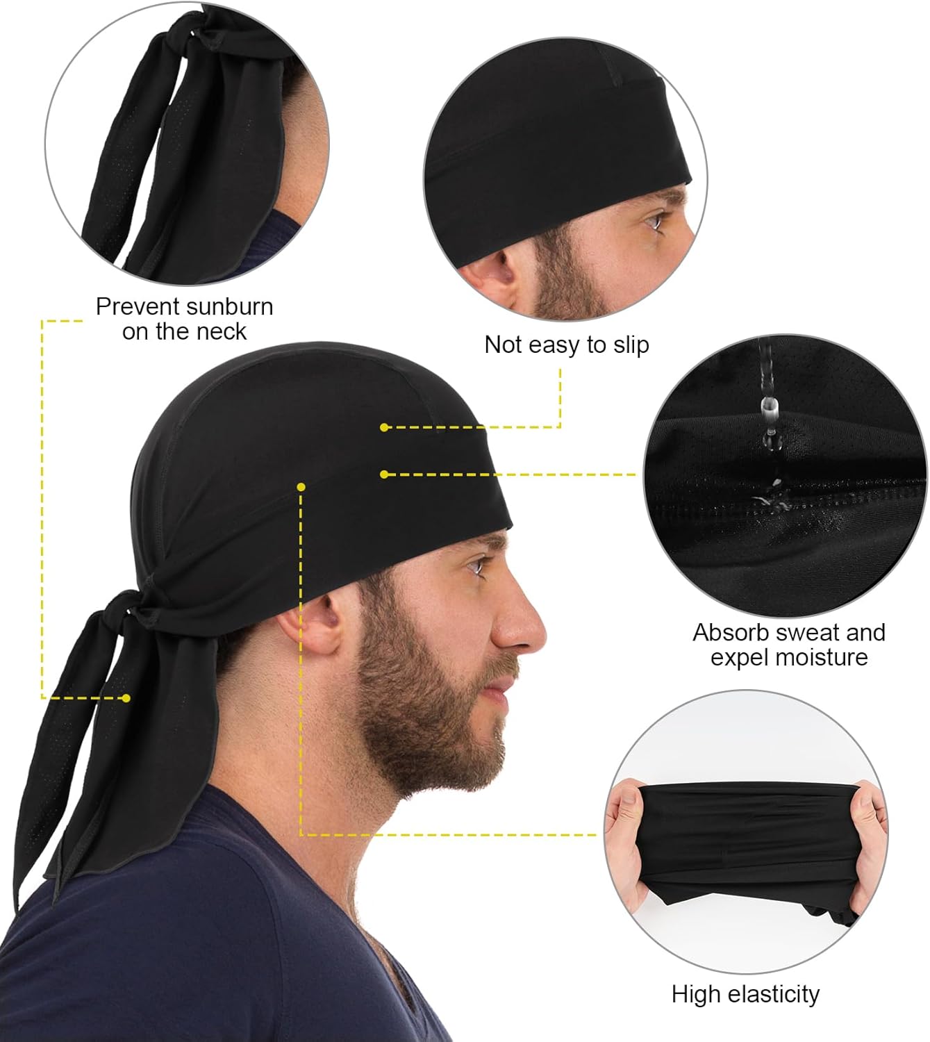 Detalle de MELASA Cycling Bandana Skull Cap: Cooling Durag Helmet Liner for Sport and Outdoors