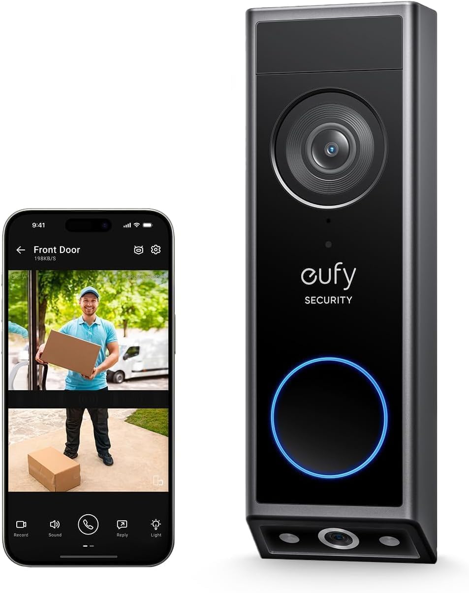 Detalle 2 de eufy Security Video Doorbell E340: Dual Cameras, 2K HD, Battery or Wired, No Subscriptions