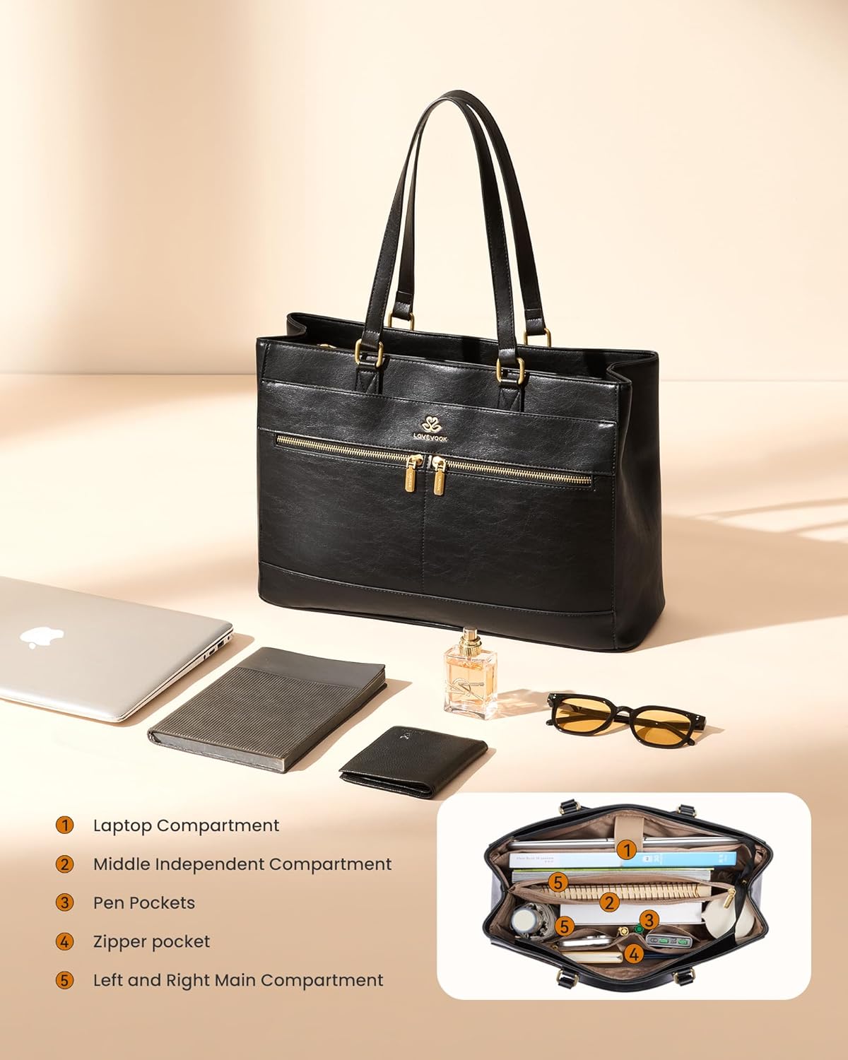 Thumbnail 3 de LOVEVOOK Laptop Handbags for Women: 15.6 Inch Large Tote for Work, School and Travel